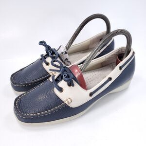 Trotters Zara Casual Lace Up Boat Shoe Womens Size 7 T1217-123 Blue White